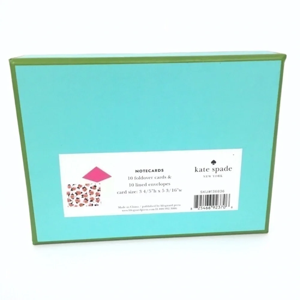 KATE SPADE 10 Notecards Roses Flowers Lined Envelopes Foldover Cards Stationery